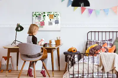 Beschrijfbaar glazen magneetbord met plantbladeren design