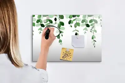 Beschrijfbaar glazen magneetbord met plantbladeren design