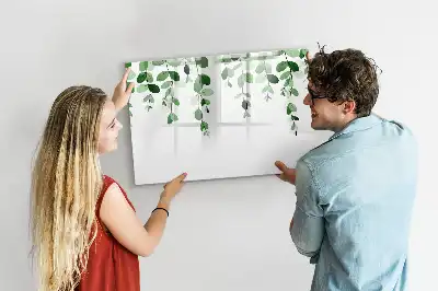 Beschrijfbaar glazen magneetbord met plantbladeren design