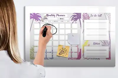Magnetisch glazen maandplanner schrijfbord voor notities en foto's