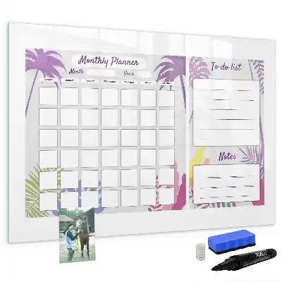 Magnetisch glazen maandplanner schrijfbord voor notities en foto's