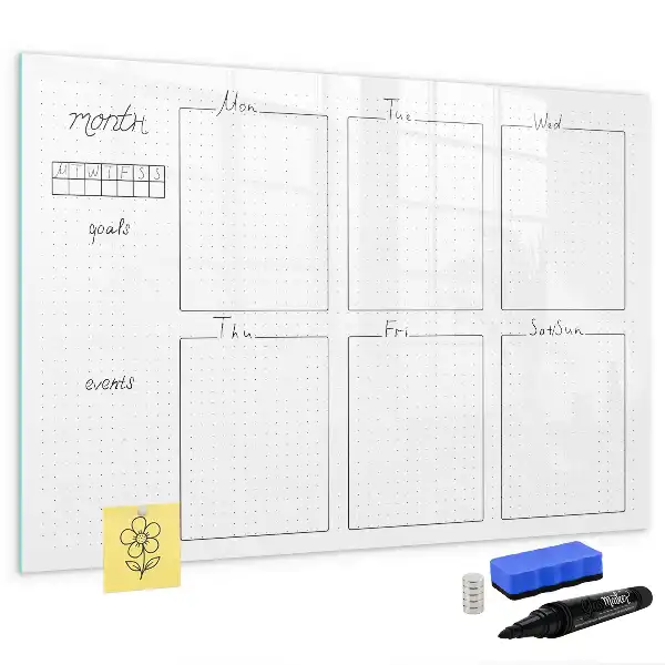 Glazen weekplanner beschrijfbaar magneetbord met design