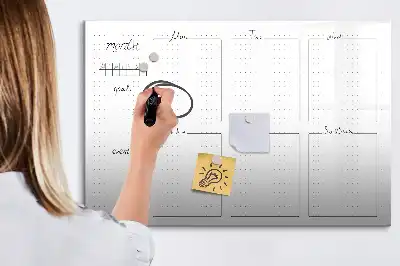 Glazen weekplanner beschrijfbaar magneetbord met design