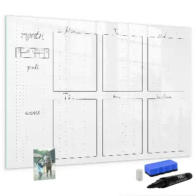 Glazen weekplanner beschrijfbaar magneetbord met design