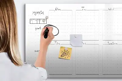Glazen weekplanner beschrijfbaar magneetbord met design