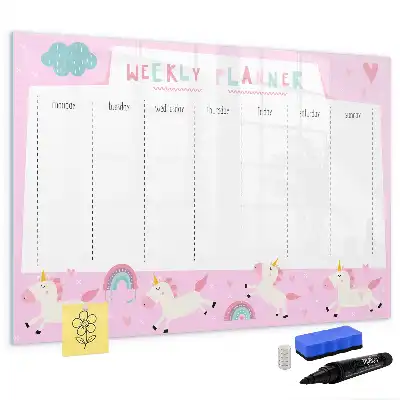 Magnetisch glazen weekplanner voor kinderen geschikt voor notities en foto's