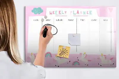 Magnetisch glazen weekplanner voor kinderen geschikt voor notities en foto's