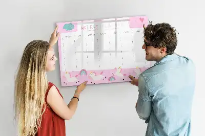 Magnetisch glazen weekplanner voor kinderen geschikt voor notities en foto's