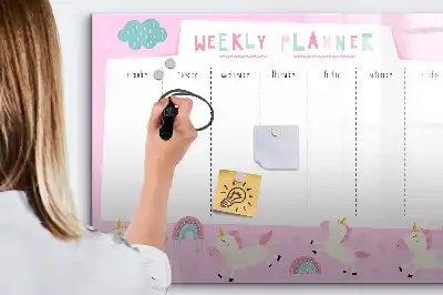 Magnetisch glazen weekplanner voor kinderen geschikt voor notities en foto's