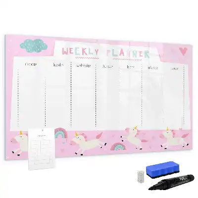 Magnetisch glazen weekplanner voor kinderen geschikt voor notities en foto's