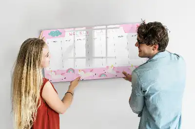 Magnetisch glazen weekplanner voor kinderen geschikt voor notities en foto's