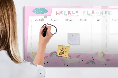 Magnetisch glazen weekplanner voor kinderen geschikt voor notities en foto's