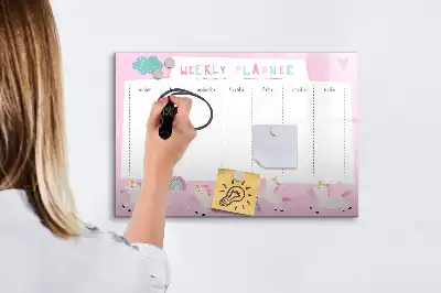Magnetisch glazen weekplanner voor kinderen geschikt voor notities en foto's