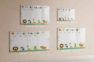 Beschrijfbaar glazen magneetbord met dierenweekplanner