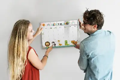 Beschrijfbaar glazen magneetbord met dierenweekplanner