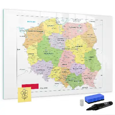 Magnetisch glazen memobord met een kaart van Polen