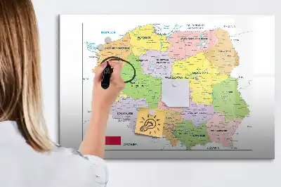 Magnetisch glazen memobord met een kaart van Polen