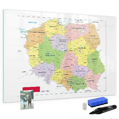 Magnetisch glazen memobord met een kaart van Polen