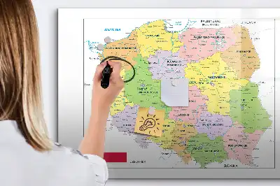 Magnetisch glazen memobord met een kaart van Polen