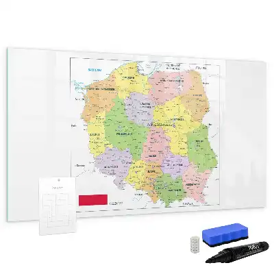Magnetisch glazen memobord met een kaart van Polen