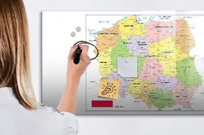 Magnetisch glazen memobord met een kaart van Polen