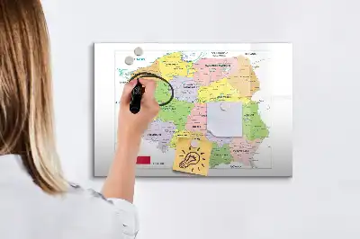 Magnetisch glazen memobord met een kaart van Polen