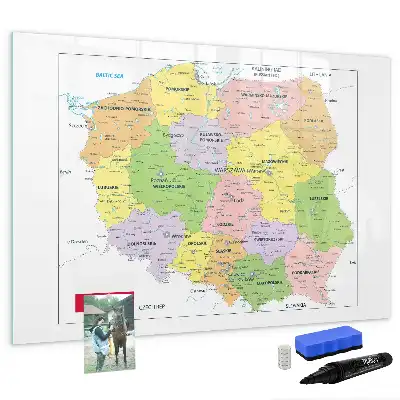 Magnetisch glazen memobord met een kaart van Polen