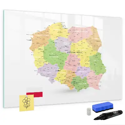 Glazen magneetbord met design kaart van Polen