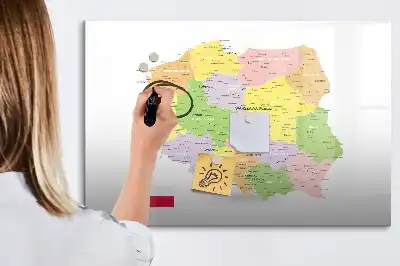 Glazen magneetbord met design kaart van Polen
