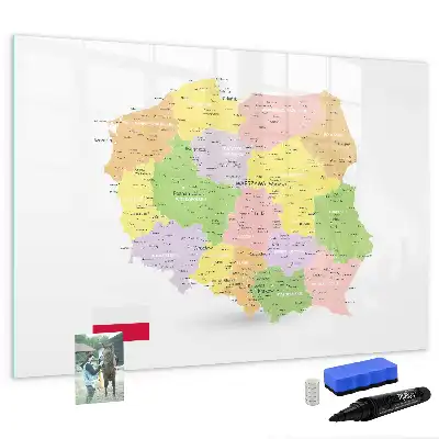 Glazen magneetbord met design kaart van Polen