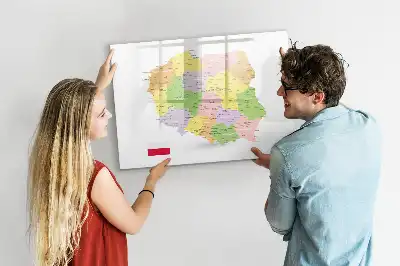 Glazen magneetbord met design kaart van Polen
