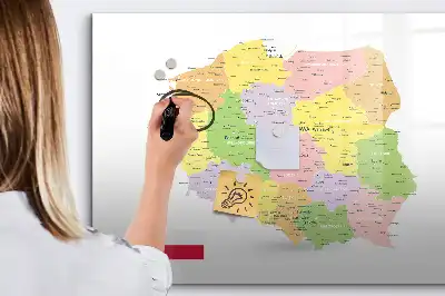 Glazen magneetbord met design kaart van Polen