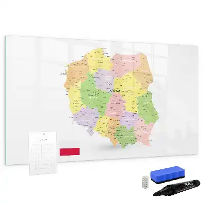 Glazen magneetbord met design kaart van Polen