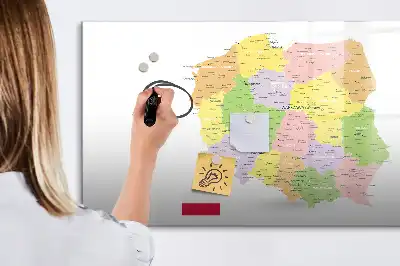Glazen magneetbord met design kaart van Polen