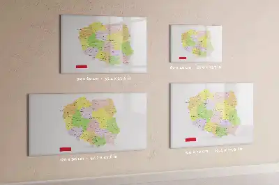 Glazen magneetbord met design kaart van Polen