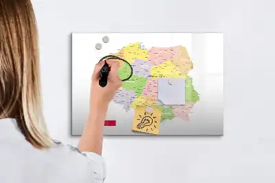 Glazen magneetbord met design kaart van Polen
