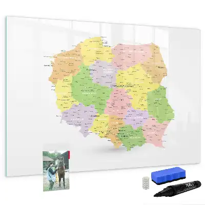Glazen magneetbord met design kaart van Polen
