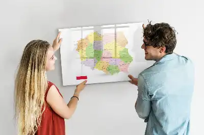 Glazen magneetbord met design kaart van Polen