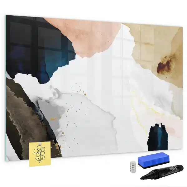 Beschrijfbaar glazen magneetbord met abstract vlekkenontwerp