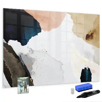 Beschrijfbaar glazen magneetbord met abstract vlekkenontwerp