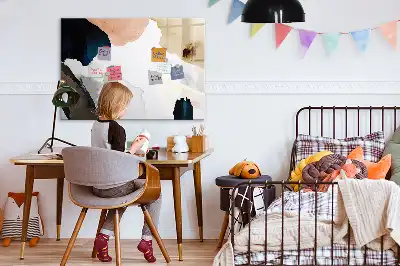Beschrijfbaar glazen magneetbord met abstract vlekkenontwerp