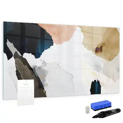 Beschrijfbaar glazen magneetbord met abstract vlekkenontwerp