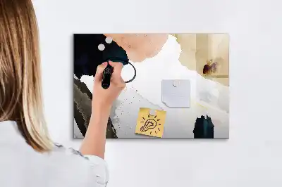 Beschrijfbaar glazen magneetbord met abstract vlekkenontwerp