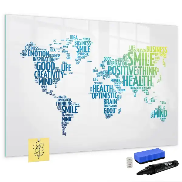 Magnetisch glazen schrijfbord met lieve woorden kaart