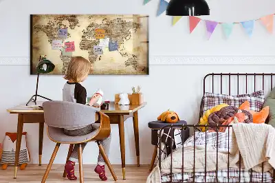 Magnetisch glazen schrijfbord met print van een oude wereldkaart