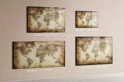 Magnetisch glazen schrijfbord met print van een oude wereldkaart