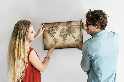 Magnetisch glazen schrijfbord met print van een oude wereldkaart