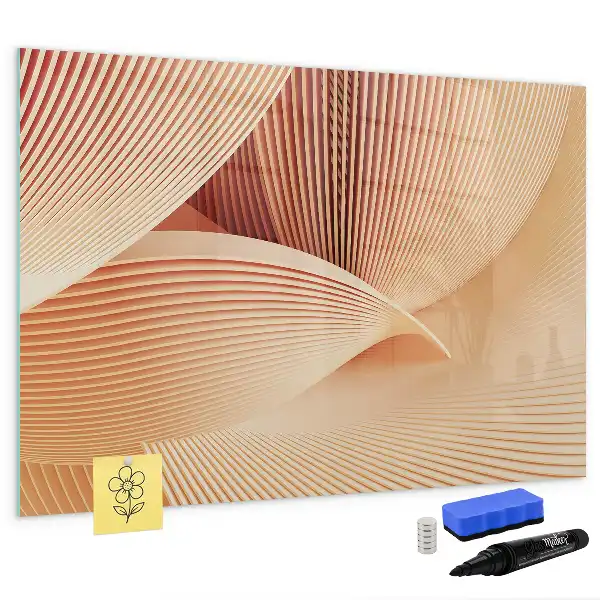 Magnetisch glazen memobord met abstract golfpatroon