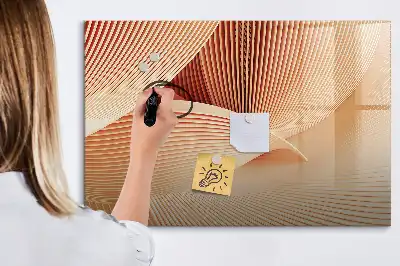 Magnetisch glazen memobord met abstract golfpatroon
