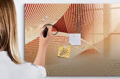 Magnetisch glazen memobord met abstract golfpatroon